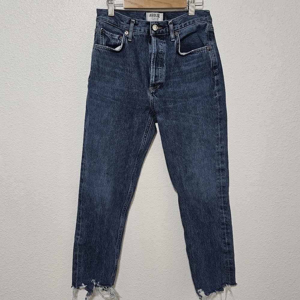 Agolde high rise straight leg destroyed bottom hem size 26